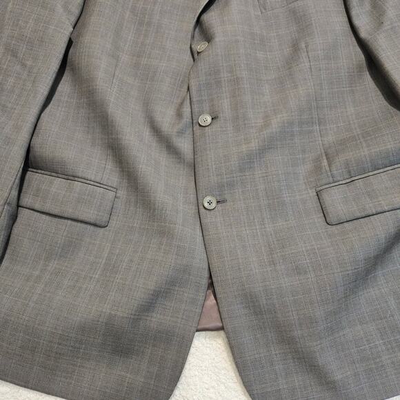 Claiborne Men's 100% Worsted Wool Suit Jacket Sports Coat Gray Plaid Size 52L - Picture 3 of 9